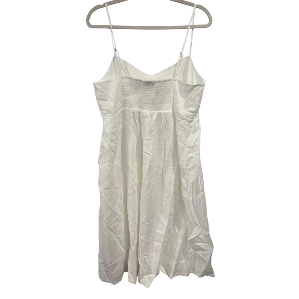 Madewell White Linen Cotton Button Front Midi Dress A0344 Womens 14 NEW - Picture 5 of 5